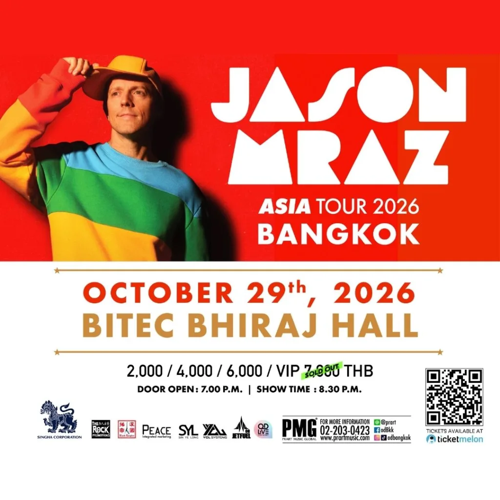 Jason Mraz Asia Tour 2026 in Bangkok