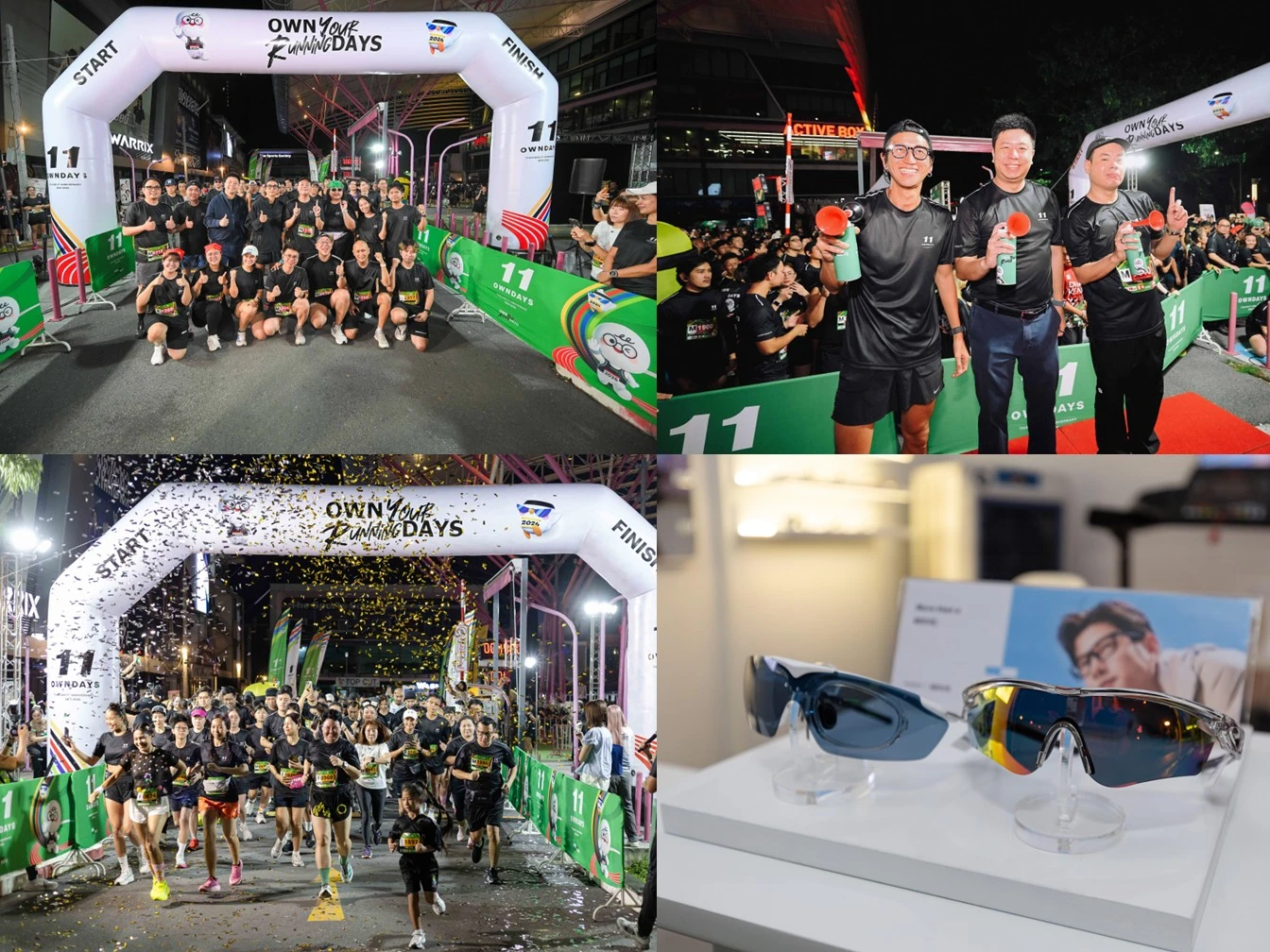 ภาพรวมสี่มุมจากกิจกรรม OWN Your Running DAYS ปี 2569 ณ Stadium One ตามรายงานบลูชิพ online: บริเวณซุ้มงาน ผู้ร่วมกิจกรรม และมุมแสดงแว่นตา — คงภาพรวมต้นทางเป็นไฟล์เดียว ข่าวระบุช่วงงาน 10–11 ตุลาคม ไม่ระบุเวลาถ่ายหรือแยกวันของแต่ละมุม ไม่ใช้ภาพยืนยันจำนวนผู้ร่วม ผลแข่งขัน หรือยอดส่งมอบบริจาค