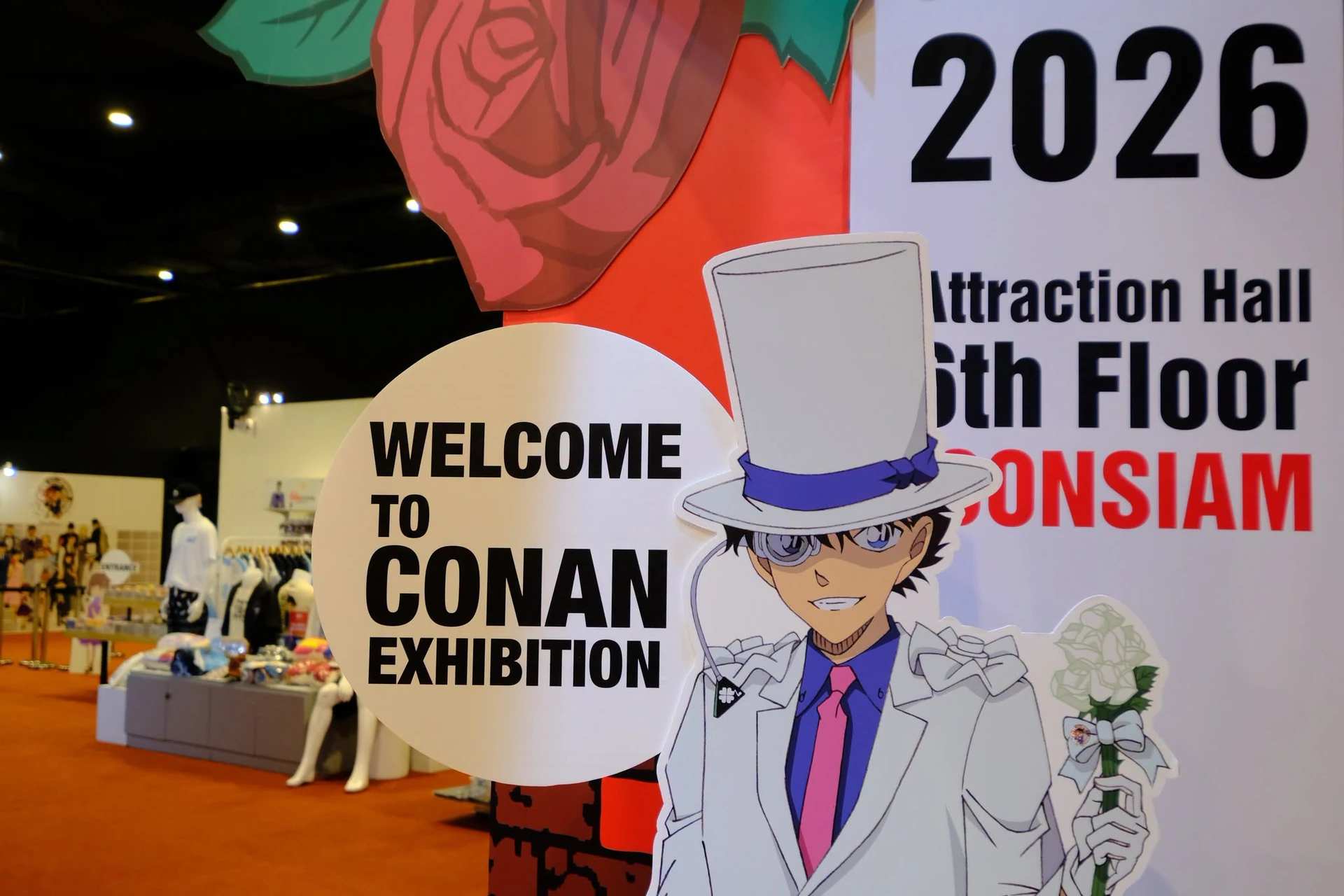 ป้ายต้อนรับ CONAN EXHIBITION ที่ ICONSIAM จากอัลบั้มเปิดตัวนิทรรศการเดียวกัน