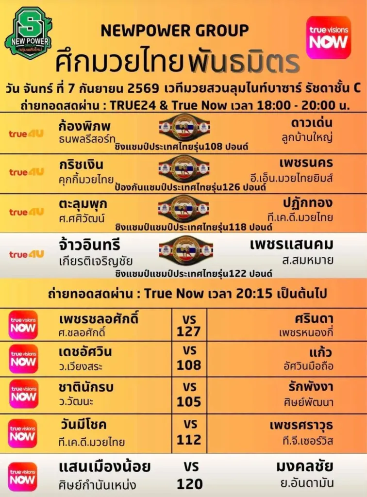 ศึกมวยไทยพันธมิตร นัดพิเศษ — 7 กันยายน 2569