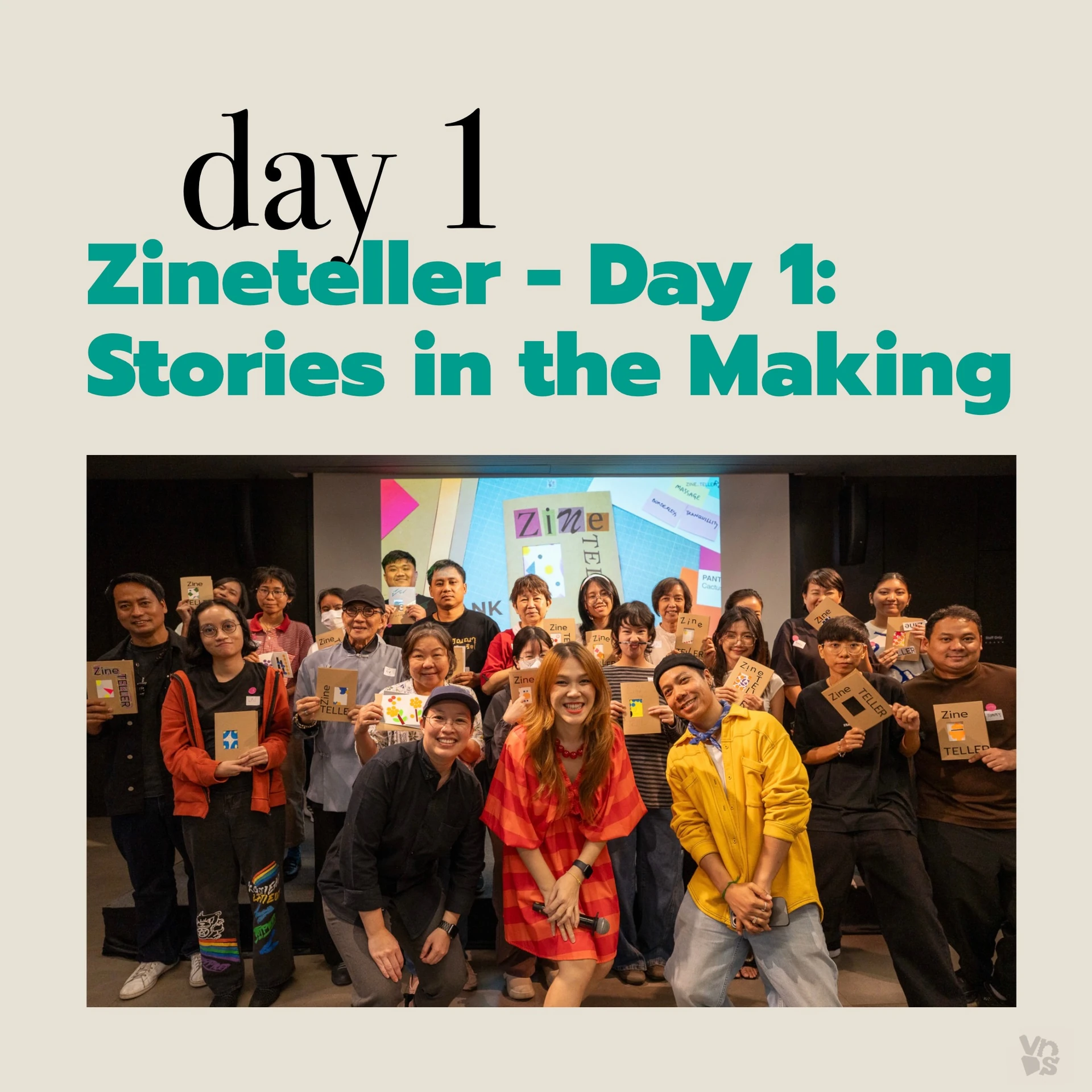 ภาพสรุปผู้เข้าร่วมและผลงาน Zineteller วันที่ 19 กันยายน 2569 จัดวางโดยทีม VNDS+