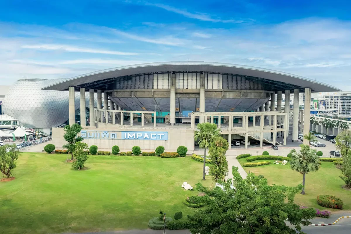 อาคารภายนอก IMPACT Arena จากภาพบนเว็บไซต์ผู้ดูแลสถานที่